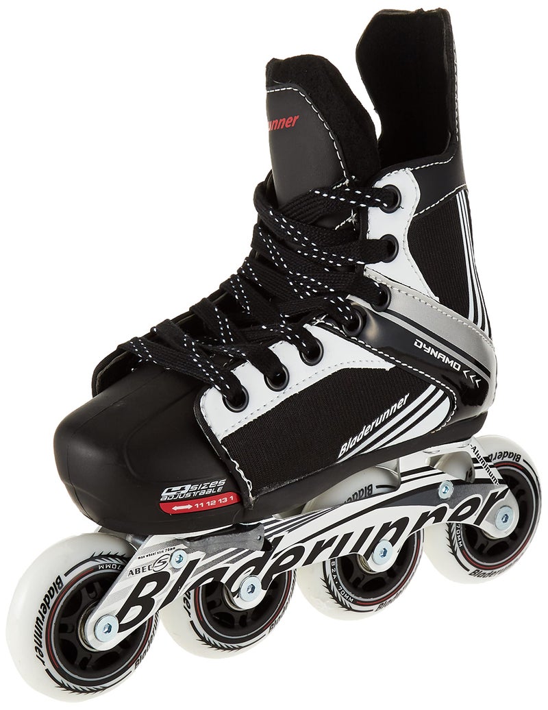 ROLLERBLADE بليدرانر من رولر بليد داينامو جونيور زلاجات هوكي قابلة للتعديل، أسود وأحمر، زلاجات خطية، مقاس 11J - 1 - Image 1
